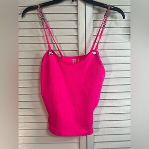 FCT with LOVE Fuchsia -Hot Pink tank with Chain Straps